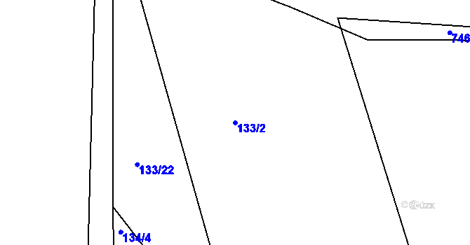 Parcela st. 133/2 v KÚ Hrabětice nad Odrou, Katastrální mapa