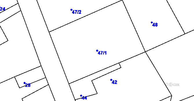 Parcela st. 47/1 v KÚ Hrabětice nad Odrou, Katastrální mapa