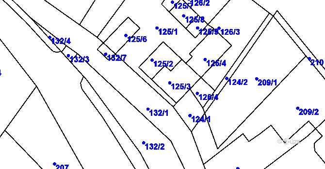 Parcela st. 125/3 v KÚ Jeseník nad Odrou, Katastrální mapa