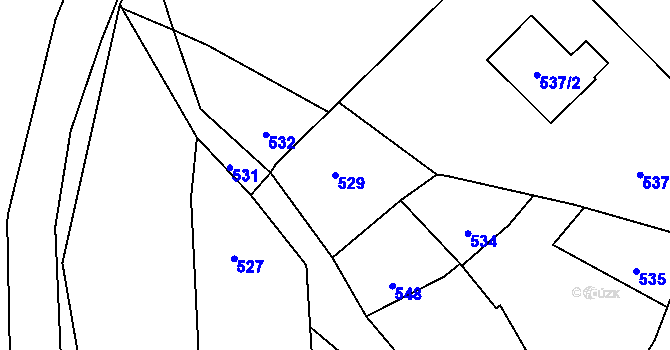 Parcela st. 529 v KÚ Jeseník nad Odrou, Katastrální mapa