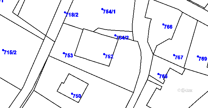 Parcela st. 752 v KÚ Jeseník nad Odrou, Katastrální mapa