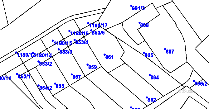 Parcela st. 861 v KÚ Jeseník nad Odrou, Katastrální mapa