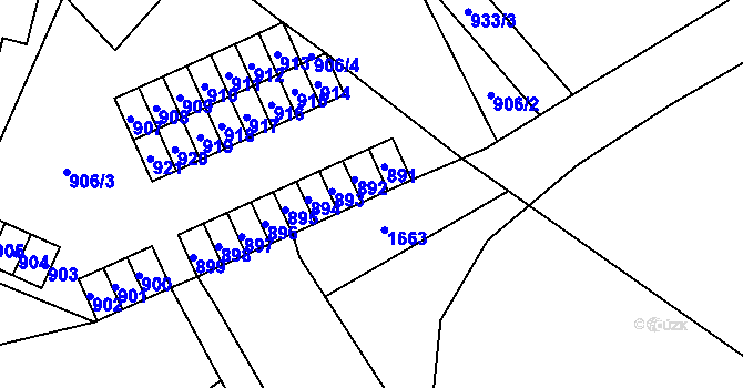 Parcela st. 892 v KÚ Jeseník nad Odrou, Katastrální mapa
