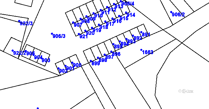 Parcela st. 897 v KÚ Jeseník nad Odrou, Katastrální mapa