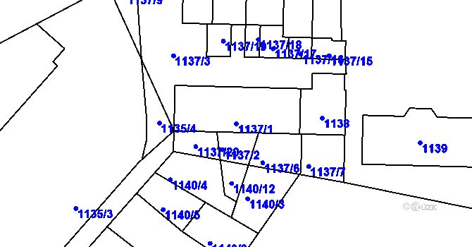 Parcela st. 1137/1 v KÚ Jeseník nad Odrou, Katastrální mapa