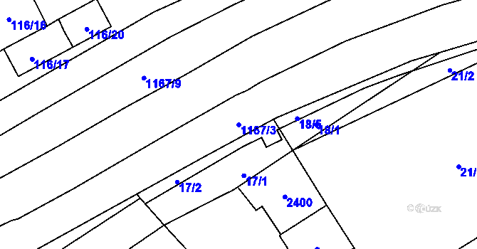 Parcela st. 1167/3 v KÚ Jeseník nad Odrou, Katastrální mapa