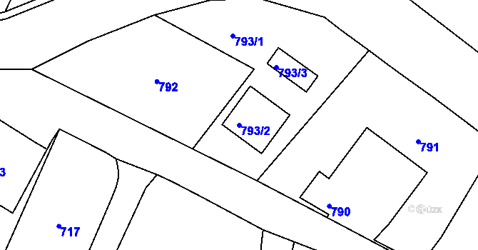 Parcela st. 793/2 v KÚ Jeseník nad Odrou, Katastrální mapa