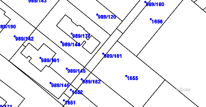 Parcela st. 989/181 v KÚ Jeseník nad Odrou, Katastrální mapa