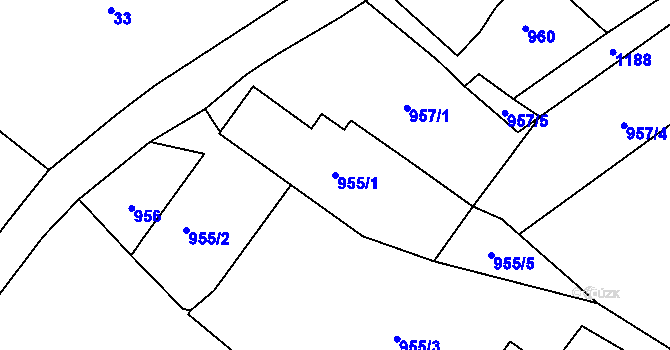 Parcela st. 955/1 v KÚ Jeseník nad Odrou, Katastrální mapa