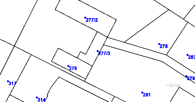 Parcela st. 277/3 v KÚ Jeseník nad Odrou, Katastrální mapa