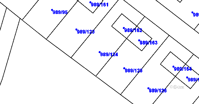 Parcela st. 989/124 v KÚ Jeseník nad Odrou, Katastrální mapa