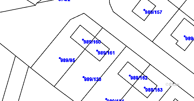 Parcela st. 989/161 v KÚ Jeseník nad Odrou, Katastrální mapa