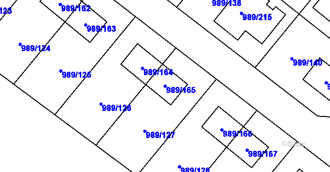 Parcela st. 989/165 v KÚ Jeseník nad Odrou, Katastrální mapa