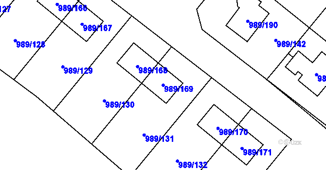 Parcela st. 989/169 v KÚ Jeseník nad Odrou, Katastrální mapa