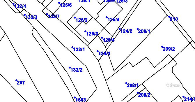 Parcela st. 124/1 v KÚ Jeseník nad Odrou, Katastrální mapa