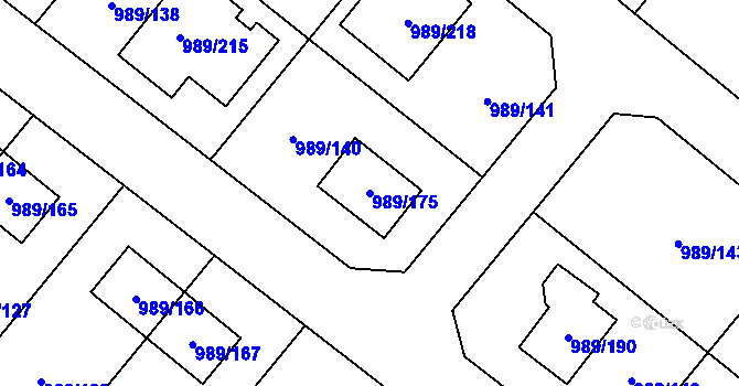 Parcela st. 989/175 v KÚ Jeseník nad Odrou, Katastrální mapa