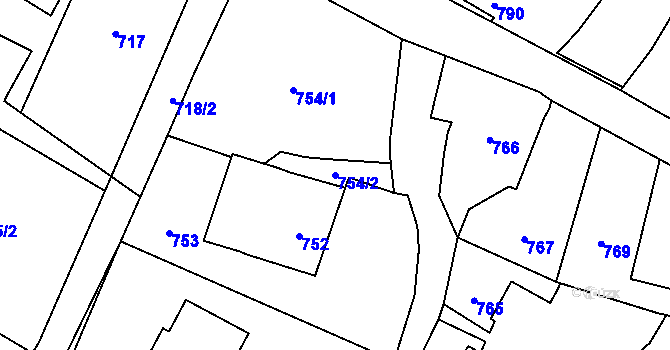 Parcela st. 754/2 v KÚ Jeseník nad Odrou, Katastrální mapa