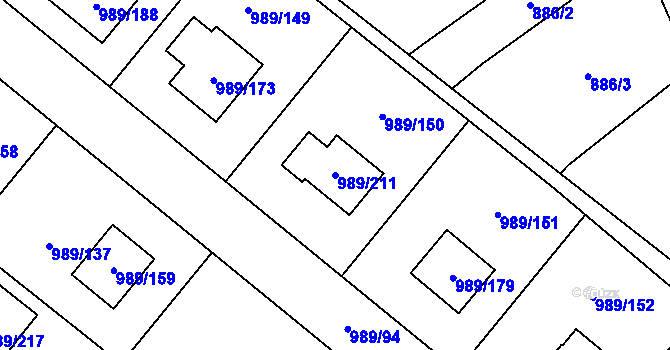 Parcela st. 989/211 v KÚ Jeseník nad Odrou, Katastrální mapa