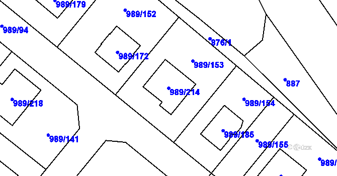 Parcela st. 989/214 v KÚ Jeseník nad Odrou, Katastrální mapa