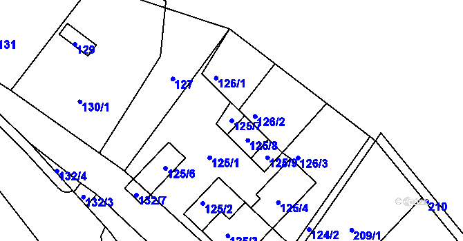Parcela st. 125/7 v KÚ Jeseník nad Odrou, Katastrální mapa