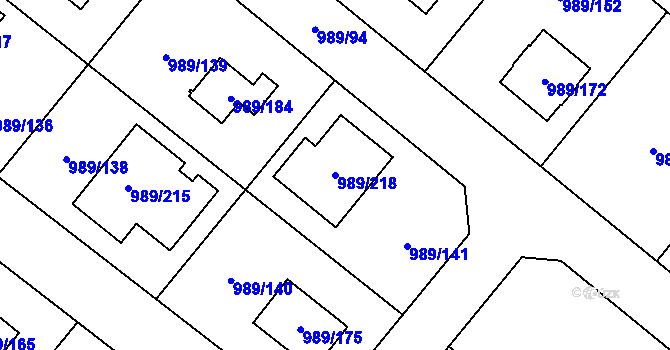 Parcela st. 989/218 v KÚ Jeseník nad Odrou, Katastrální mapa