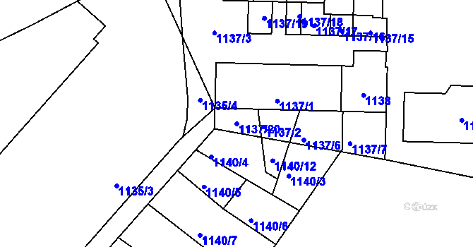 Parcela st. 1137/20 v KÚ Jeseník nad Odrou, Katastrální mapa