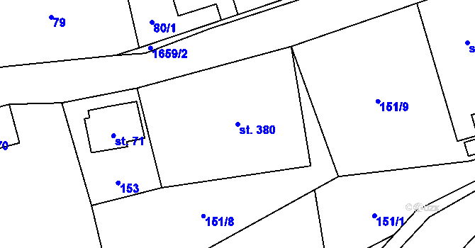 Parcela st. 380 v KÚ Jesenný, Katastrální mapa