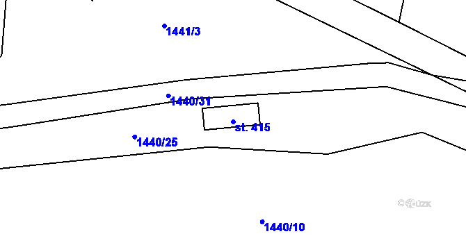 Parcela st. 415 v KÚ Jesenný, Katastrální mapa