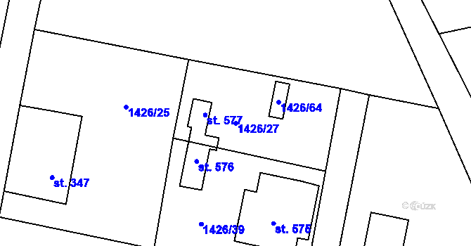 Parcela st. 1426/27 v KÚ Jesenný, Katastrální mapa