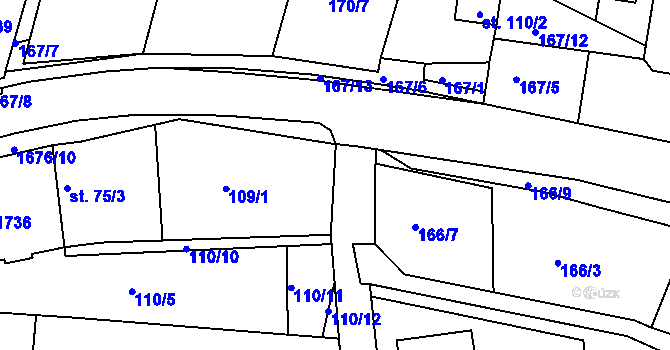 Parcela st. 164/12 v KÚ Jestřabí nad Vláří, Katastrální mapa