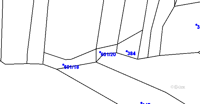 Parcela st. 601/20 v KÚ Jestřabí nad Vláří, Katastrální mapa