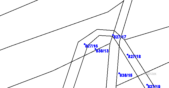 Parcela st. 827/16 v KÚ Jestřabí nad Vláří, Katastrální mapa