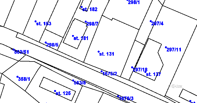 Parcela st. 131 v KÚ Jestřabí nad Vláří, Katastrální mapa