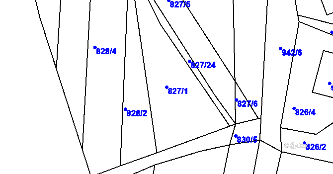 Parcela st. 827/1 v KÚ Jestřabí nad Vláří, Katastrální mapa