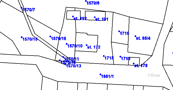 Parcela st. 172 v KÚ Kochavec, Katastrální mapa