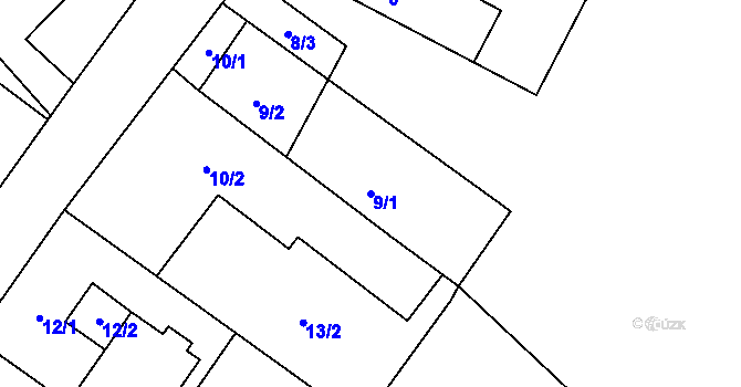 Parcela st. 9/1 v KÚ Jestřabí u Fulneku, Katastrální mapa