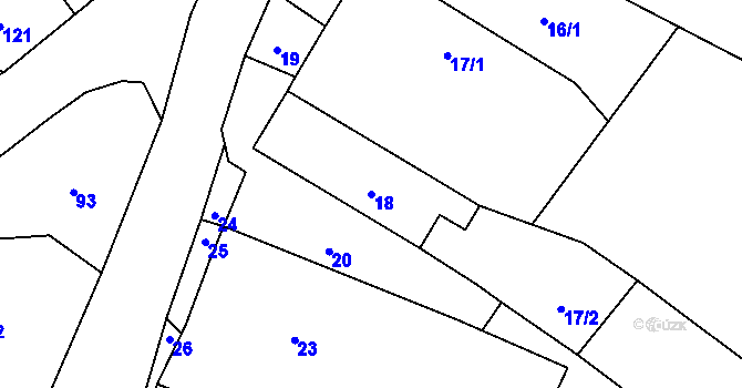 Parcela st. 18 v KÚ Jestřabí u Fulneku, Katastrální mapa