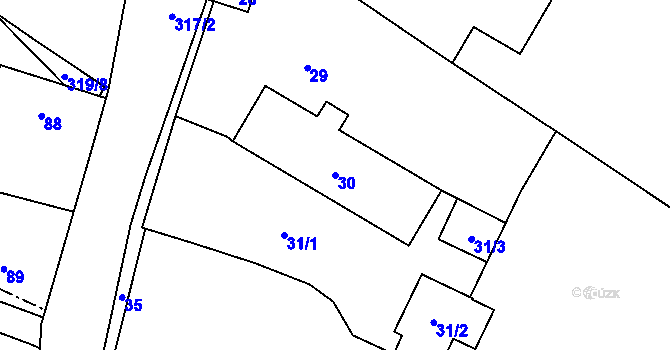 Parcela st. 30 v KÚ Jestřabí u Fulneku, Katastrální mapa