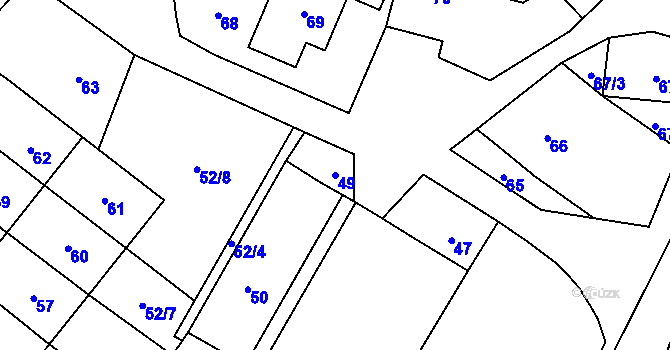 Parcela st. 49 v KÚ Jestřabí u Fulneku, Katastrální mapa