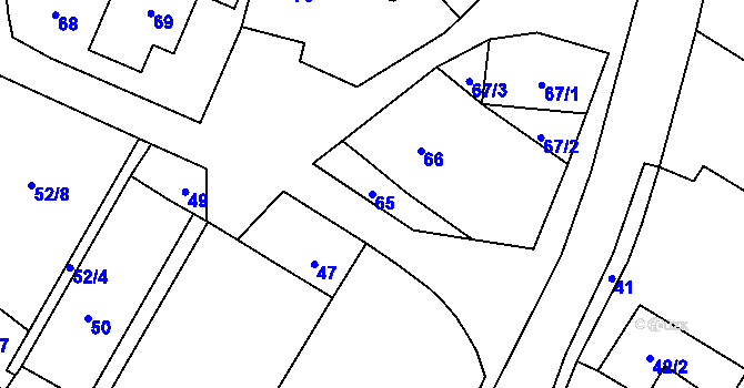 Parcela st. 65 v KÚ Jestřabí u Fulneku, Katastrální mapa