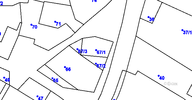 Parcela st. 67/1 v KÚ Jestřabí u Fulneku, Katastrální mapa