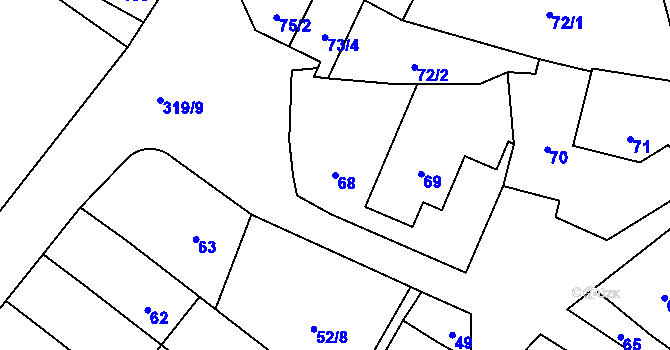 Parcela st. 68 v KÚ Jestřabí u Fulneku, Katastrální mapa
