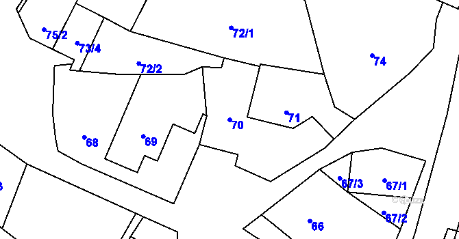 Parcela st. 70 v KÚ Jestřabí u Fulneku, Katastrální mapa