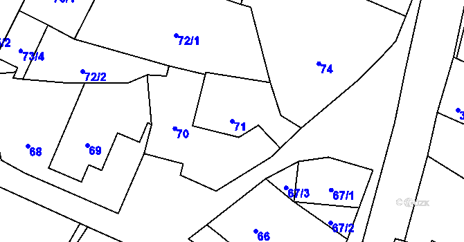 Parcela st. 71 v KÚ Jestřabí u Fulneku, Katastrální mapa
