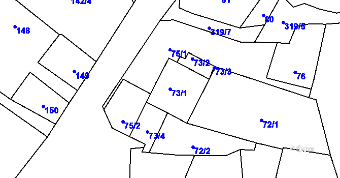 Parcela st. 73/1 v KÚ Jestřabí u Fulneku, Katastrální mapa