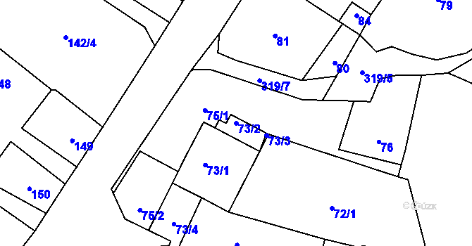 Parcela st. 73/2 v KÚ Jestřabí u Fulneku, Katastrální mapa