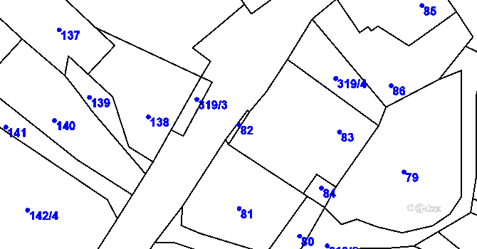 Parcela st. 82 v KÚ Jestřabí u Fulneku, Katastrální mapa