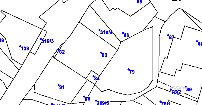 Parcela st. 83 v KÚ Jestřabí u Fulneku, Katastrální mapa