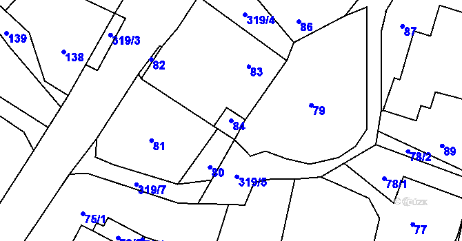 Parcela st. 84 v KÚ Jestřabí u Fulneku, Katastrální mapa