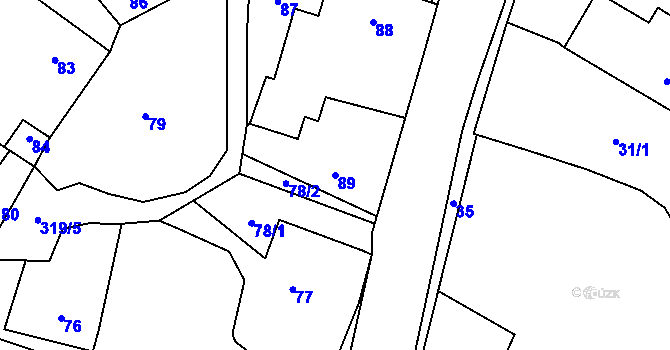 Parcela st. 89 v KÚ Jestřabí u Fulneku, Katastrální mapa
